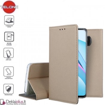 Telone smart magnet atverčiamas dėklas - auksinės spalvos (Xiaomi Mi 10T Lite)